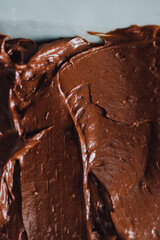 close up of creamy chocolate fudge
