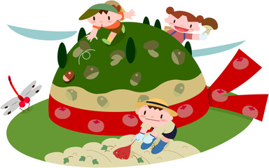 収穫の秋の子供たち