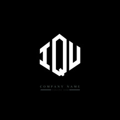 IQU letter logo design with polygon shape. IQU polygon logo monogram. IQU cube logo design. IQU hexagon vector logo template white and black colors. IQU monogram. IQU business and real estate logo. 