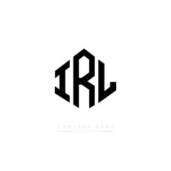 IRL letter logo design with polygon shape. IRL polygon logo monogram. IRL cube logo design. IRL hexagon vector logo template white and black colors. IRL monogram. IRL business and real estate logo. 