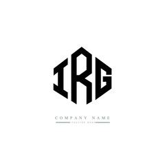 Fototapeta premium IRG letter logo design with polygon shape. IRG polygon logo monogram. IRG cube logo design. IRG hexagon vector logo template white and black colors. IRG monogram. IRG business and real estate logo. 