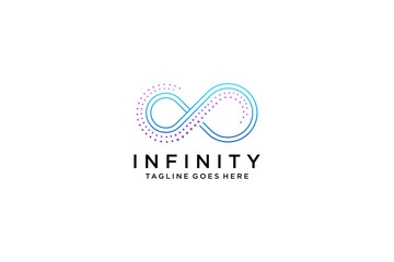 Blue and Purple Motion Infinity Logo isolated on White Background. Usable for Business and Technology Logos. Vector Logo Design Template Element.