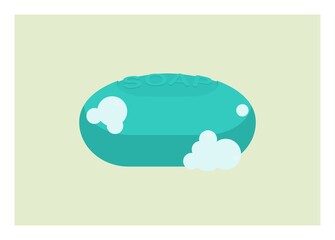 Bar soap with foam. Simple flat illustration.
