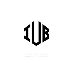 IUB letter logo design with polygon shape. IUB polygon logo monogram. IUB cube logo design. IUB hexagon vector logo template white and black colors. IUB monogram. IUB business and real estate logo. 