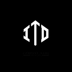 ITD letter logo design with polygon shape. ITD polygon logo monogram. ITD cube logo design. ITD hexagon vector logo template white and black colors. ITD monogram. ITD business and real estate logo. 