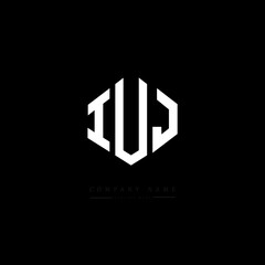 IUJ letter logo design with polygon shape. IUJ polygon logo monogram. IUJ cube logo design. IUJ hexagon vector logo template white and black colors. IUJ monogram. IUJ business and real estate logo. 