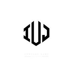 IUJ letter logo design with polygon shape. IUJ polygon logo monogram. IUJ cube logo design. IUJ hexagon vector logo template white and black colors. IUJ monogram. IUJ business and real estate logo. 