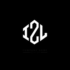 IZL letter logo design with polygon shape. IZL polygon logo monogram. IZL cube logo design. IZL hexagon vector logo template white and black colors. IZL monogram. IZL business and real estate logo. 