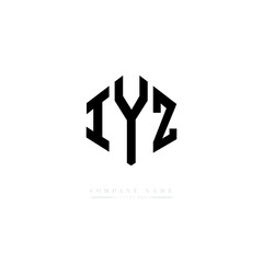 Fototapeta premium IYZ letter logo design with polygon shape. IYZ polygon logo monogram. IYZ cube logo design. IYZ hexagon vector logo template white and black colors. IYZ monogram. IYZ business and real estate logo. 