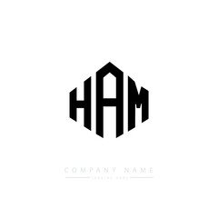 HAM letter logo design with polygon shape. HAM polygon logo monogram. HAM cube logo design. HAM hexagon vector logo template white and black colors. HAM monogram. HAM business and real estate logo. 
