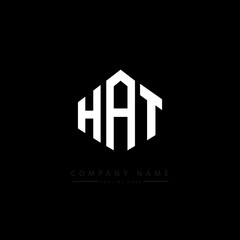 HAT letter logo design with polygon shape. HAT polygon logo monogram. HAT cube logo design. HAT hexagon vector logo template white and black colors. HAT monogram. HAT business and real estate logo. 