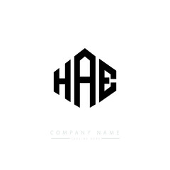 HAE letter logo design with polygon shape. HAE polygon logo monogram. HAE cube logo design. HAE hexagon vector logo template white and black colors. HAE monogram. HAE business and real estate logo. 