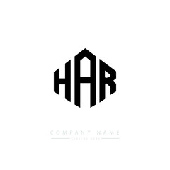 HAR letter logo design with polygon shape. HAR polygon logo monogram. HAR cube logo design. HAR hexagon vector logo template white and black colors. HAR monogram. HAR business and real estate logo. 