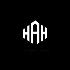 HAH letter logo design with polygon shape. HAH polygon logo monogram. HAH cube logo design. HAH hexagon vector logo template white and black colors. HAH monogram. HAH business and real estate logo. 