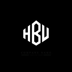 HBU letter logo design with polygon shape. HBU polygon logo monogram. HBU cube logo design. HBU hexagon vector logo template white and black colors. HBU monogram. HBU business and real estate logo. 