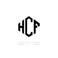 HCF letter logo design with polygon shape. HCF polygon logo monogram. HCF cube logo design. HCF hexagon vector logo template white and black colors. HCF monogram. HCF business and real estate logo. 