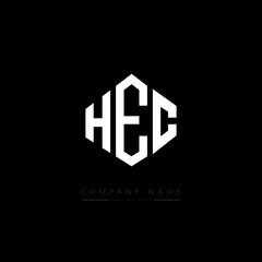 HEC letter logo design with polygon shape. HEC polygon logo monogram. HEC cube logo design. HEC hexagon vector logo template white and black colors. HEC monogram. HEC business and real estate logo. 