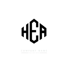 HEA letter logo design with polygon shape. HEA polygon logo monogram. HEA cube logo design. HEA hexagon vector logo template white and black colors. HEA monogram. HEA business and real estate logo. 