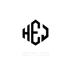 HEJ letter logo design with polygon shape. HEJ polygon logo monogram. HEJ cube logo design. HEJ hexagon vector logo template white and black colors. HEJ monogram. HEJ business and real estate logo. 
