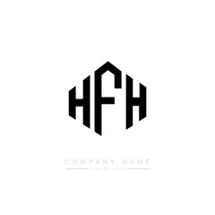 HFH letter logo design with polygon shape. HFH polygon logo monogram. HFH cube logo design. HFH hexagon vector logo template white and black colors. HFH monogram. HFH business and real estate logo. 