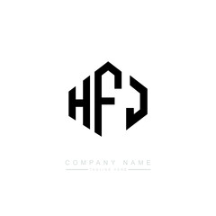 HFJ letter logo design with polygon shape. HFJ polygon logo monogram. HFJ cube logo design. HFJ hexagon vector logo template white and black colors. HFJ monogram. HFJ business and real estate logo. 