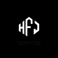HFJ letter logo design with polygon shape. HFJ polygon logo monogram. HFJ cube logo design. HFJ hexagon vector logo template white and black colors. HFJ monogram. HFJ business and real estate logo. 
