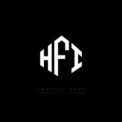 HFI letter logo design with polygon shape. HFI polygon logo monogram. HFI cube logo design. HFI hexagon vector logo template white and black colors. HFI monogram. HFI business and real estate logo. 