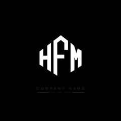 HFM letter logo design with polygon shape. HFM polygon logo monogram. HFM cube logo design. HFM hexagon vector logo template white and black colors. HFM monogram. HFM business and real estate logo. 