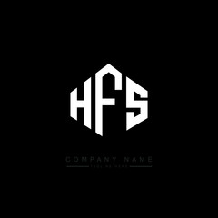 HFS letter logo design with polygon shape. HFS polygon logo monogram. HFS cube logo design. HFS hexagon vector logo template white and black colors. HFS monogram. HFS business and real estate logo. 