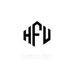 Fototapeta premium HFU letter logo design with polygon shape. HFU polygon logo monogram. HFU cube logo design. HFU hexagon vector logo template white and black colors. HFU monogram. HFU business and real estate logo. 