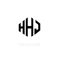 HHJ letter logo design with polygon shape. HHJ polygon logo monogram. HHJ cube logo design. HHJ hexagon vector logo template white and black colors. HHJ monogram. HHJ business and real estate logo. 