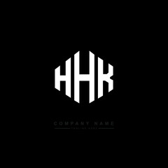 HHK letter logo design with polygon shape. HHK polygon logo monogram. HHK cube logo design. HHK hexagon vector logo template white and black colors. HHK monogram. HHK business and real estate logo. 