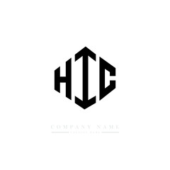 HIC letter logo design with polygon shape. HIC polygon logo monogram. HIC cube logo design. HIC hexagon vector logo template white and black colors. HIC monogram. HIC business and real estate logo. 