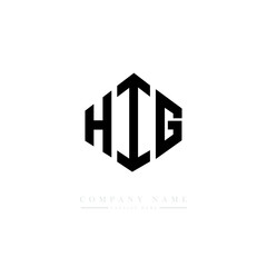 HIG letter logo design with polygon shape. HIG polygon logo monogram. HIG cube logo design. HIG hexagon vector logo template white and black colors. HIG monogram. HIG business and real estate logo. 