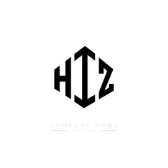 HIZ letter logo design with polygon shape. HIZ polygon logo monogram. HIZ cube logo design. HIZ hexagon vector logo template white and black colors. HIZ monogram. HIZ business and real estate logo. 