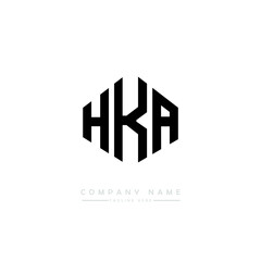 HKA letter logo design with polygon shape. HKA polygon logo monogram. HKA cube logo design. HKA hexagon vector logo template white and black colors. HKA monogram. HKA business and real estate logo. 