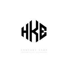 HKE letter logo design with polygon shape. HKE polygon logo monogram. HKE cube logo design. HKE hexagon vector logo template white and black colors. HKE monogram. HKE business and real estate logo. 