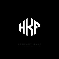 HKF letter logo design with polygon shape. HKF polygon logo monogram. HKF cube logo design. HKF hexagon vector logo template white and black colors. HKF monogram. HKF business and real estate logo. 