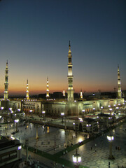 Fototapeta na wymiar External view of Masjid Nabawi in Medina, KSA. Nabawi Mosque is the second holiest mosque in Islam.