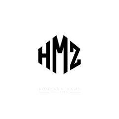 Obraz premium HMZ letter logo design with polygon shape. HMZ polygon logo monogram. HMZ cube logo design. HMZ hexagon vector logo template white and black colors. HMZ monogram. HMZ business and real estate logo. 