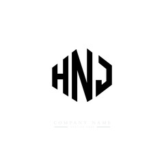 HNJ letter logo design with polygon shape. HNJ polygon logo monogram. HNJ cube logo design. HNJ hexagon vector logo template white and black colors. HNJ monogram. HNJ business and real estate logo.  
