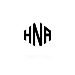 HNA letter logo design with polygon shape. HNA polygon logo monogram. HNA cube logo design. HNA hexagon vector logo template white and black colors. HNA monogram. HNA business and real estate logo. 