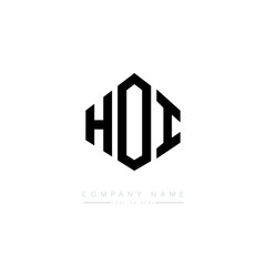 HOI letter logo design with polygon shape. HOI polygon logo monogram. HOI cube logo design. HOI hexagon vector logo template white and black colors. HOI monogram. HOI business and real estate logo. 