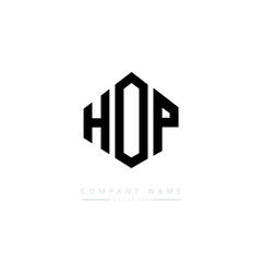 HOP letter logo design with polygon shape. HOP polygon logo monogram. HOP cube logo design. HOP hexagon vector logo template white and black colors. HOP monogram. HOP business and real estate logo. 