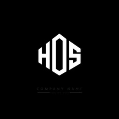 HOS letter logo design with polygon shape. HOS polygon logo monogram. HOS cube logo design. HOS hexagon vector logo template white and black colors. HOS monogram. HOS business and real estate logo. 
