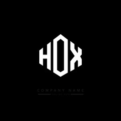 HOX letter logo design with polygon shape. HOX polygon logo monogram. HOX cube logo design. HOX hexagon vector logo template white and black colors. HOX monogram. HOX business and real estate logo. 