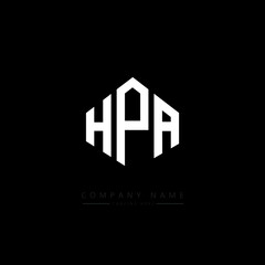 HPA letter logo design with polygon shape. HPA polygon logo monogram. HPA cube logo design. HPA hexagon vector logo template white and black colors. HPA monogram. HPA business and real estate logo. 