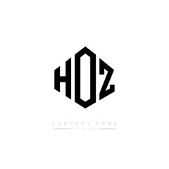 HOZ letter logo design with polygon shape. HOZ polygon logo monogram. HOZ cube logo design. HOZ hexagon vector logo template white and black colors. HOZ monogram. HOZ business and real estate logo. 