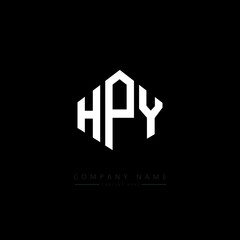 HPY letter logo design with polygon shape. HPY polygon logo monogram. HPY cube logo design. HPY hexagon vector logo template white and black colors. HPY monogram. HPY business and real estate logo. 