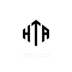 HTA letter logo design with polygon shape. HTA polygon logo monogram. HTA cube logo design. HTA hexagon vector logo template white and black colors. HTA monogram. HTA business and real estate logo. 